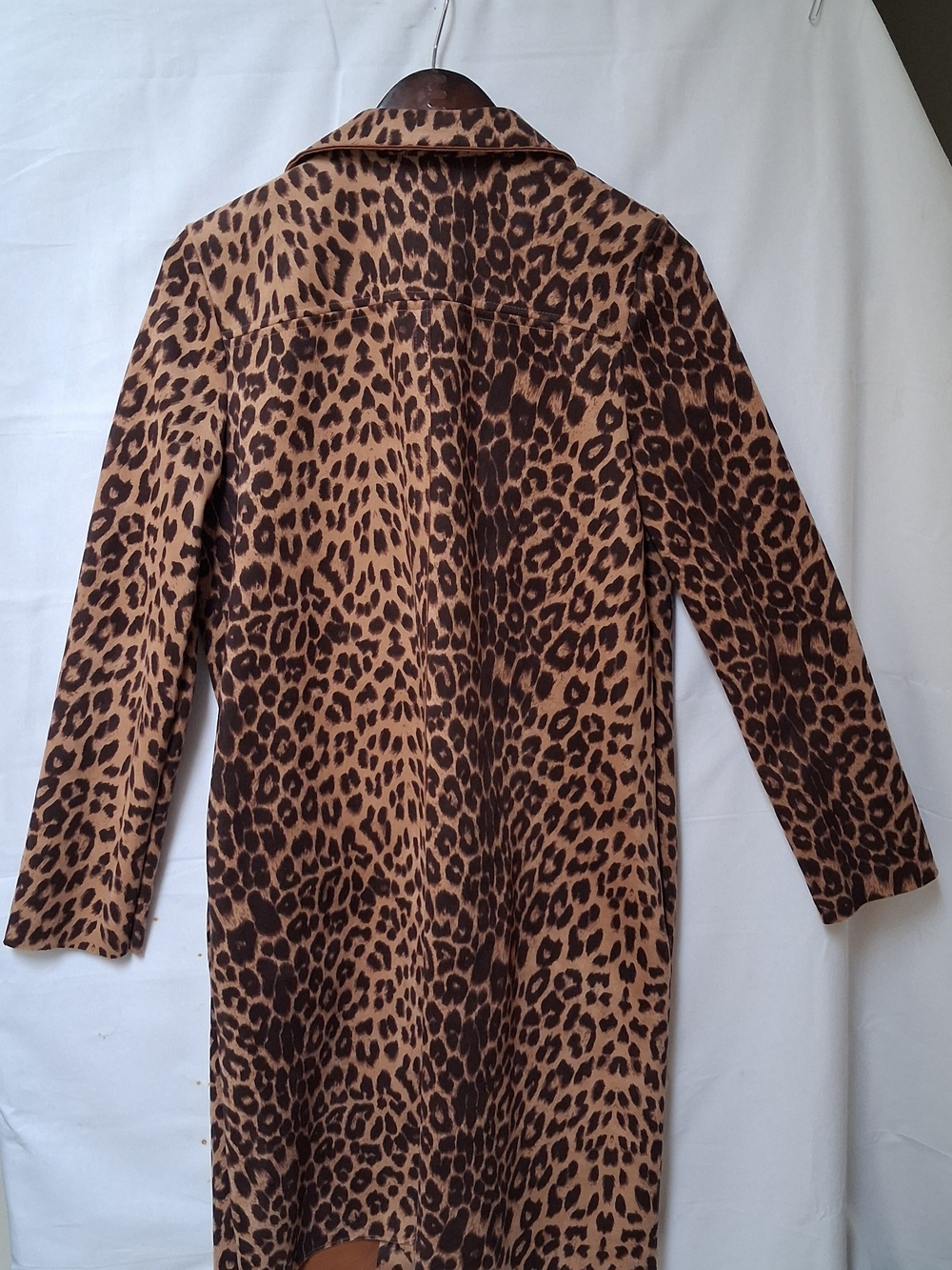 Zara Leopard Print Duster Coat Women Medium Brown Animal Print Open Front Jacket - Picture 3 of 6